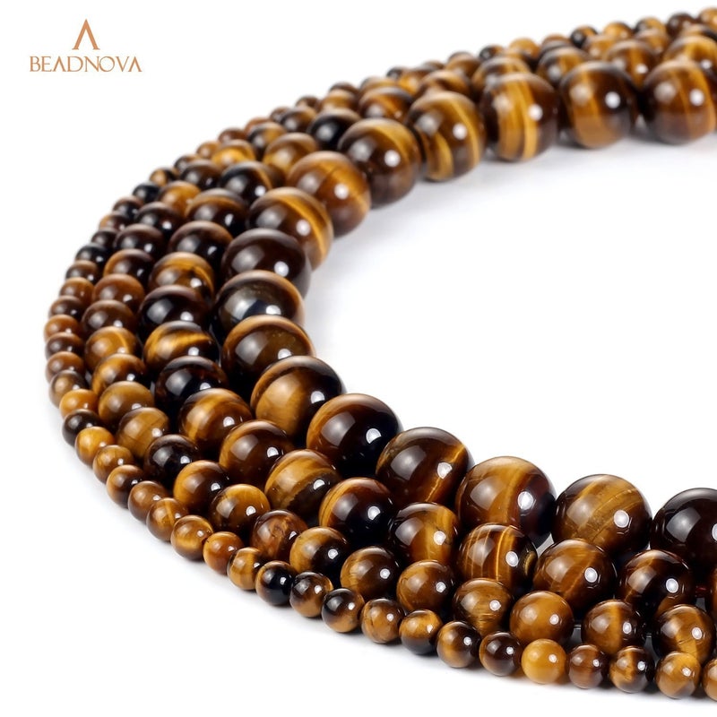 BEADNOVA 6mm Yellow Tiger Eye Gemstone Round Loose Beads for Jewelry Making (62-64pcs) - Image 5